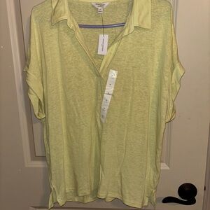 Banana Republic Light Yellow Johnny Collar Shirt